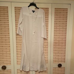 Lands' End Cream Swim Coverup with Tassels